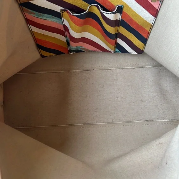 Tory Burch Chevron Leather Tote Bag. Multi-colored. - Picture 8 of 8